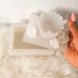 White Glitter Crystal resin Trinket / Jewelry box